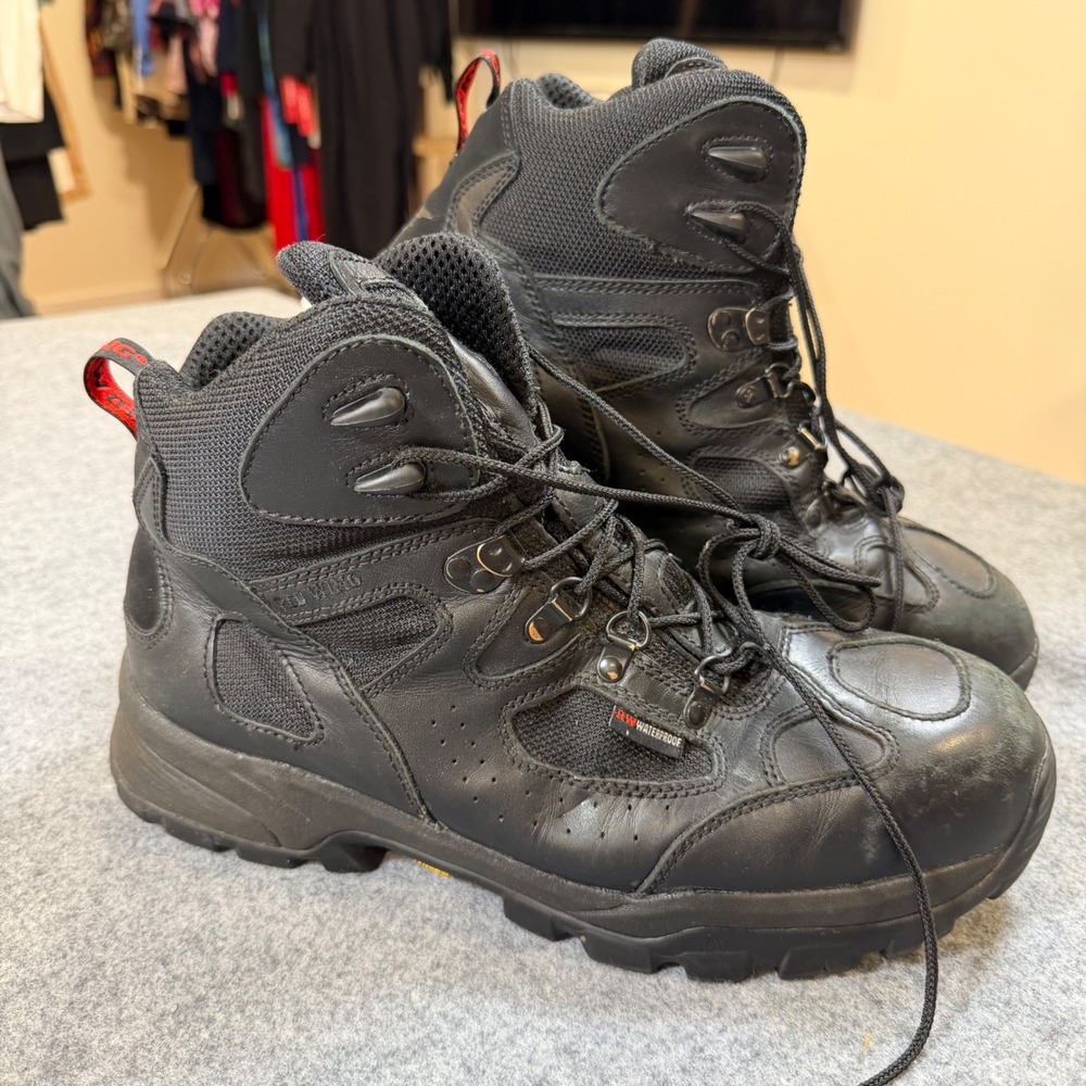 Red Wing 6690 Mens Black Leather Steel Toe Waterproof Work Boots Vibram 11.5D